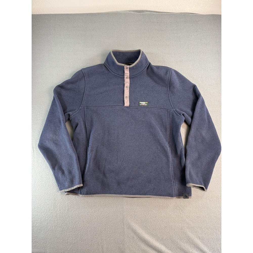 L.L. Bean Pullover Mens XL Blue Fleece Snap Neck Thermal Outdoor Hiking FLAW